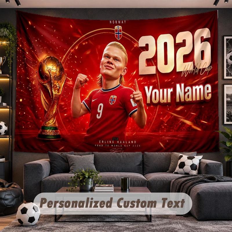 Wall Hanging Tapestry Custom NameErling Haaland Pattern Personalized Printed Fabric Wall Decor
