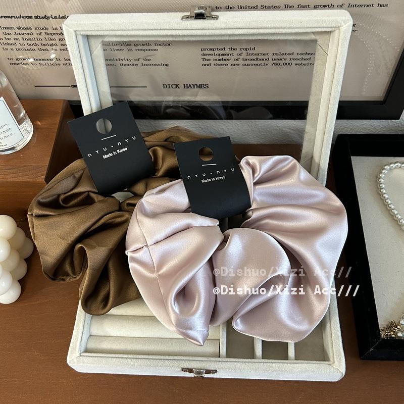 Korea Einfarbiger übergroßer Scrunchie für Mädchen Seiden-Haargummis Frauen elastische Satin-Haargummis gigantes pinke Scrunchies donna