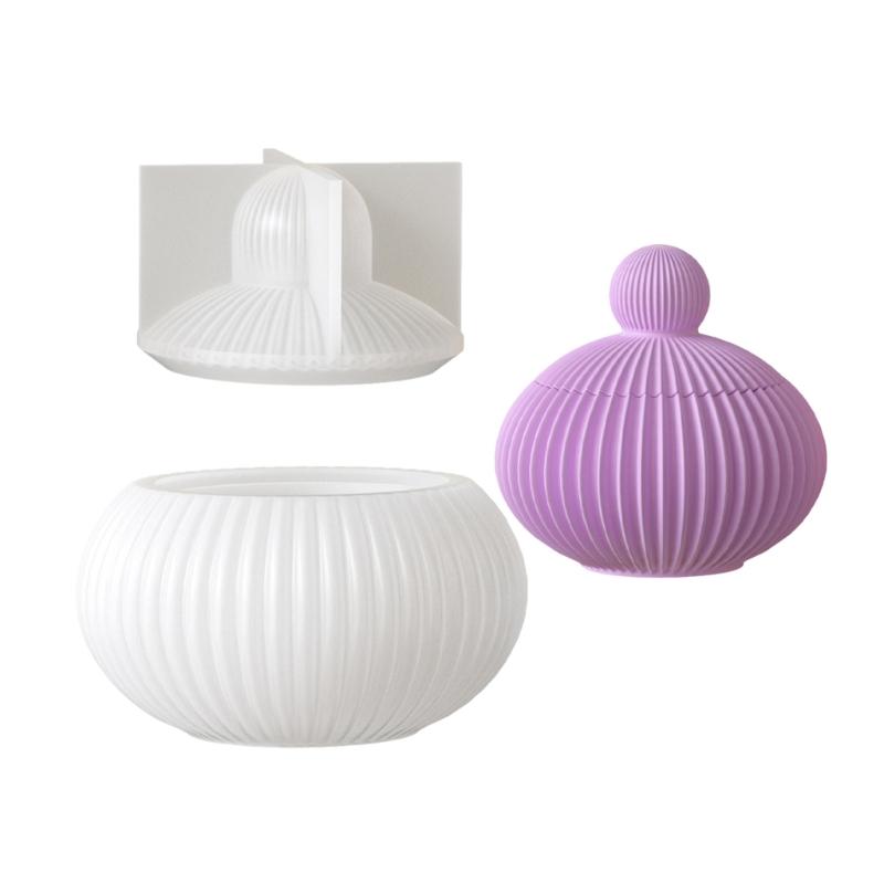 Creative Silicone Mold Striped Pattern Storage Box Moulds Plant Pots Molds Silicone Texture for Crafting Enthusiasts