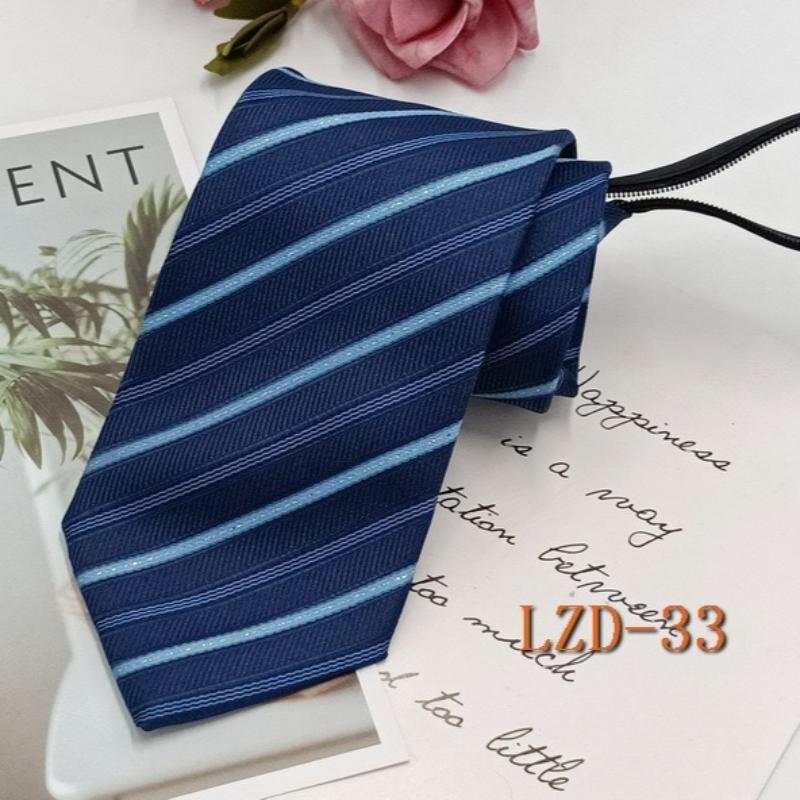Men's Formal Business Tie with 8cm Zipper, Striped Black Tie, No Knotting Required.