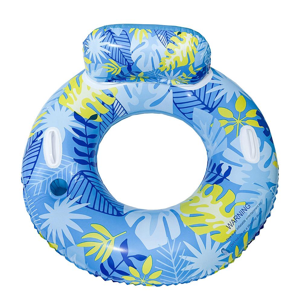 Plus Size Sequin Flamingo Backrest Swim Ring with Drink Holder & Handles