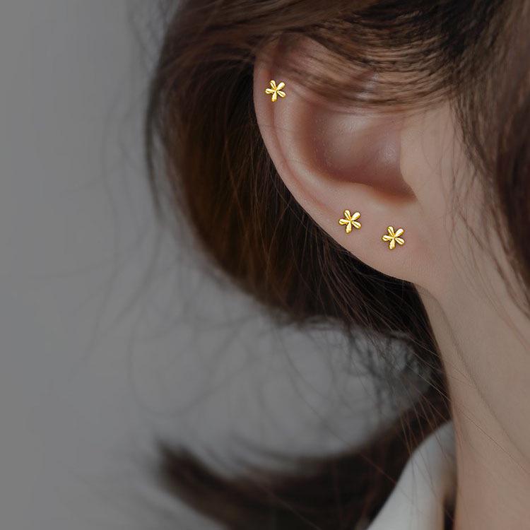 Women's Small Flower Stud Earrings - S925 Silver Needle, Unique Design
