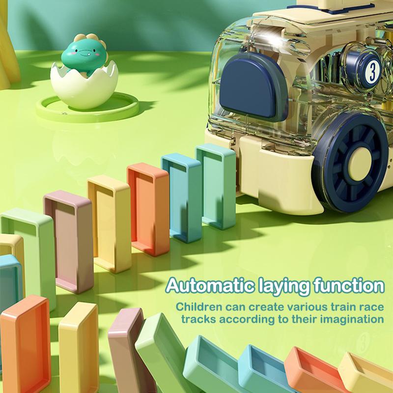 Non-Toxic Electric Domino Train Set Kids Automatic Laying Colorful Domino Train With Lighting Sound Effects Diy Toys Kids Birthday Gift