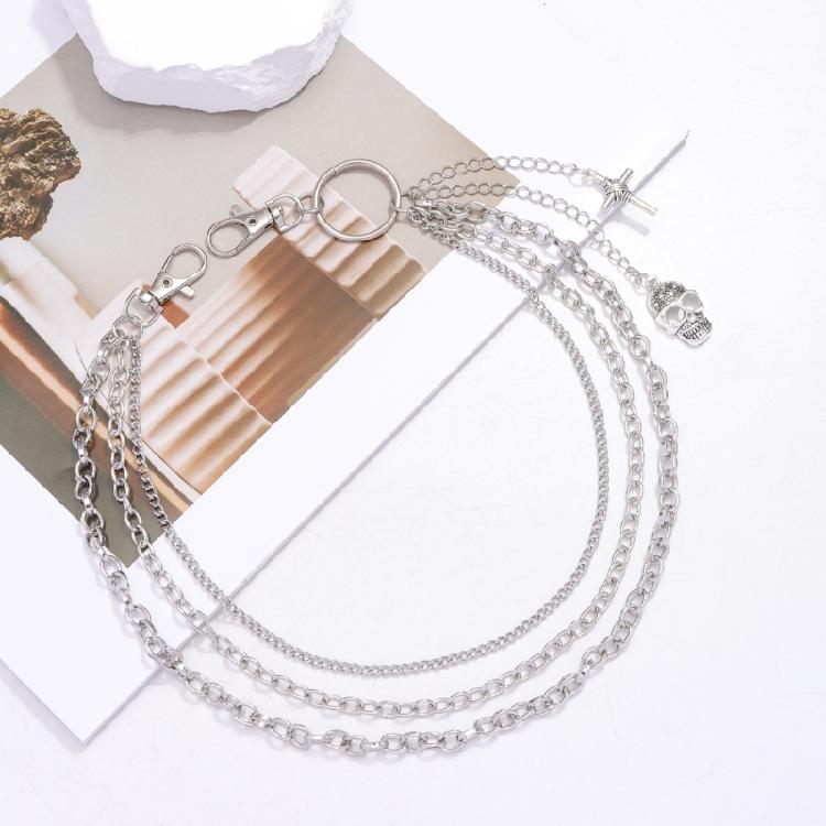 Metallic Skull Pants Chain for Women Men Decorative Waist Chain Wallet Chain Decorative Jeans Chain Streetwear Chain