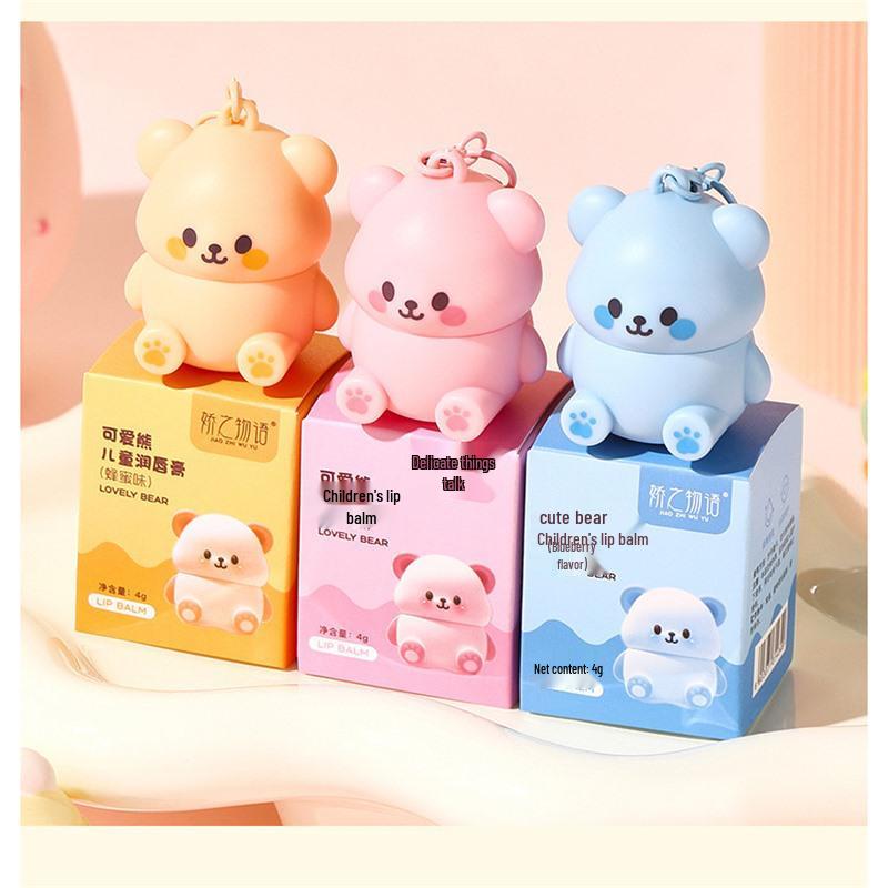 

Милый увлажняющий бальзам для губ в виде медвежонка: Увлажняющий и защищающий от обветривания уход для шелушащихся губ осенью/зимой. Портативный и питательный. Strawberry