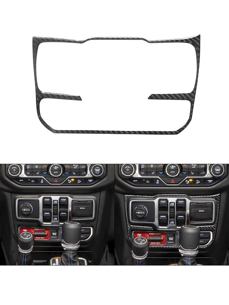 For Jeep Wrangler JL 2018-2023 Gladiator 2020-2023 Car Interior Button Panel Decoration Protection Carbon Fiber Sticker