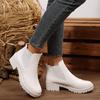 Women'S Round-Headed Ankle Boots Without Lace-Up  Spring And Autumn Solid Color Classic Socks Fashion Boots Plus Size