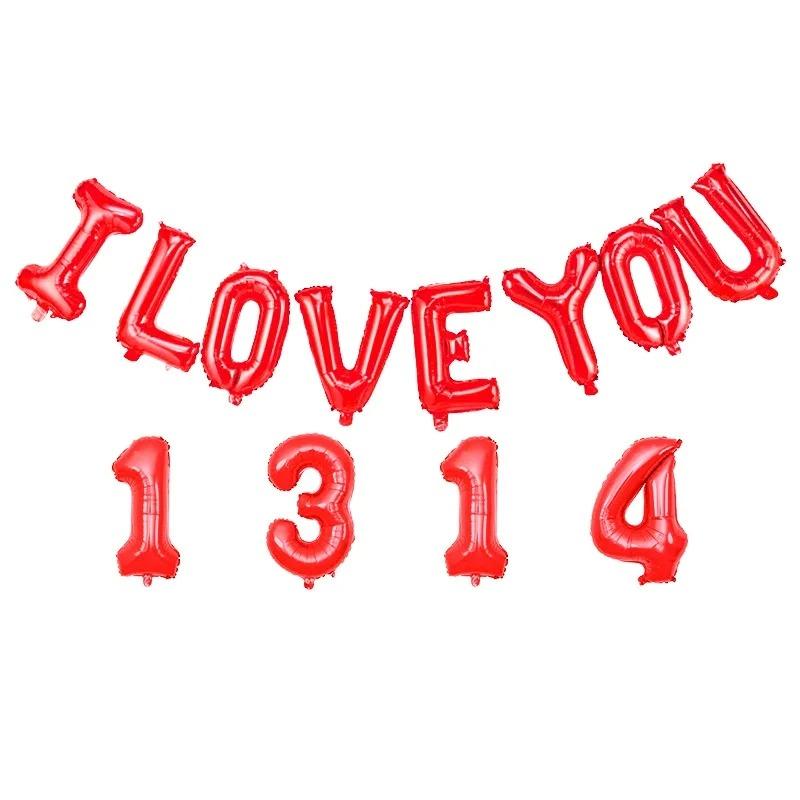 16in Foil Balloons Set: Birthday Anniversary I Love You Marry Me Party Decorations Aluminum Film Background Supplies