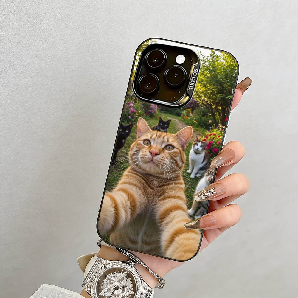 Cat Phone Case For iPhone 17,16,15,14,13,12,11 Plus,Pro Max,XS,Colorful Silver Phone Case Funda Cover