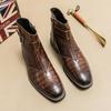 Classic Brown Chelsea Boots for Men Zip Pointed-toe Mens Dress Boots Quality Business Leather Booties for Men Botines De Hombre