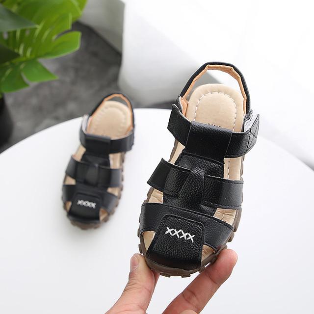 New Boys Sandals Soft Leather Closed-Toe Toddler Baby Summer Shoes Boys and Girls Children Beach Shoes Sport Kids Sandals
