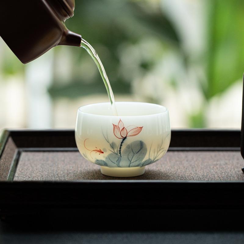 120ML Hand Painted Ceramic Tea Cup Chinese Gongfu Tea Set Master Cup Zen Meditation Porcelain Cup