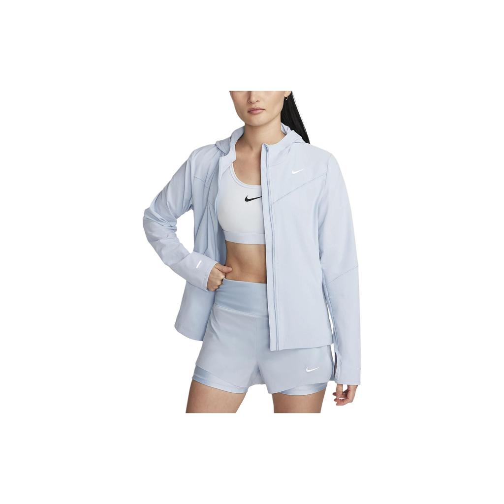 Nike Swift UV Solid Color Hooded Zip Casual Long Sleeve Sun Protection Top Women Tops Light-Blue FB7481-440