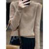 100% Cashmere Pure Wool Slimming Round Neck Knit Sweater - Women's Ribbed Slim Fit for Autumn/Winter