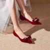 Red Wedding Shoes Women's New Chinese Flat-soled Bride Shoes In 2025 Are Not Tired. Pregnant Women Can Wear Xiuhe Wedding Dresses Twice