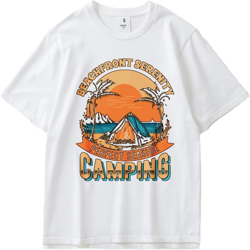 Fashionable Tee Workout Teeshirt O Neck Tshirt Vintage Beachfront Serenity Perfect Seaside Camping Trendy For Her Tshirt