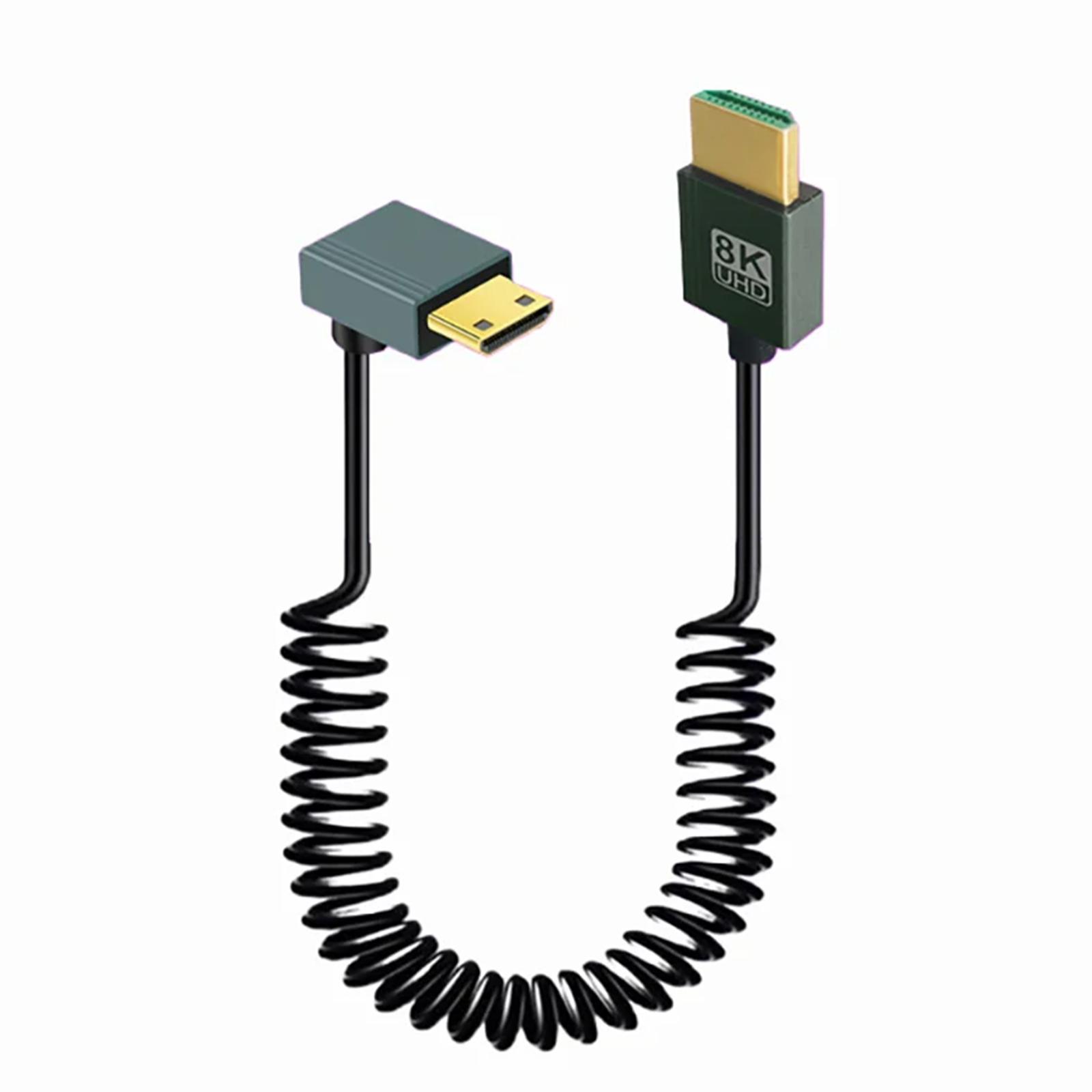 

Mini HDTV To HDTV Spiral Cord Support 8K 60Hz and 4K 120Hz Adapter Cable Spring Flexible Cord for Camera Camcorder PC Monitor