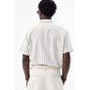 H M Regular Fit sHort Sleeve Linen Blend sHirt Green wHite Stripe