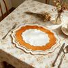 Scalloped Linen Placemat Dining Table Mat Machine Washable Wrinkle Free Dining Placemat for Home Farmhouse Kitchen Restaurant