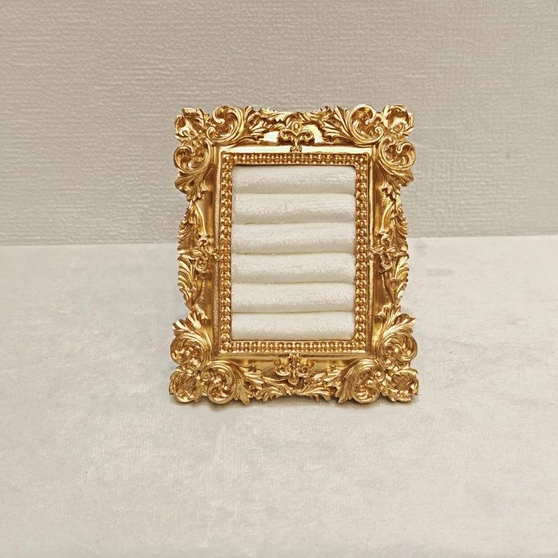 Retro Square Ring Earring Display Stand Jewelry Showcase Storage Tray Shop Window Decoration Photography Background Props