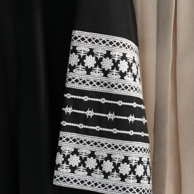 Abaya Brodée pour Femmes Musulmanes Robe Dubaï Cardigans Longs Décontractés Amples Kaftans Islamiques Robe Ouverte sur le Devant Longueur Maxi