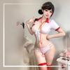Sexy Nurse Lingerie Set Push-Up Bandeau Bodycon Mini Dress No-Take-Off Role Play Outfit
