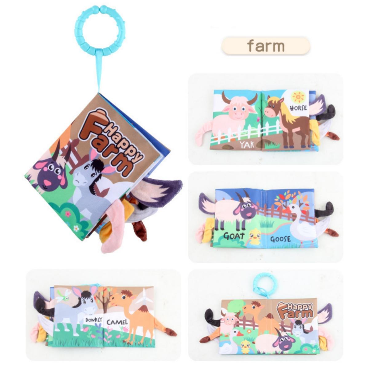 Baby Cloth Book Toy Three-Dimensional Animal Fish Enlightenment Early Education Cognitive Learning Books Toy 0-12 Months Newborn