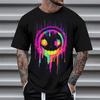 Summer Round Neck 3D Neon Graffiti Skull Graphic Print Top Fashionable Casual Short Sleeved Men's T-shirts