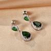 Two Tier Teardrop Halo Dangle Stud Earrings Multi Color Option Women Wedding Formal Drop Ear Jewelry