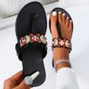 Rhinestone toe flat flip-flops outer wear sandals niche design sense summer sandals casual drag women's shoes