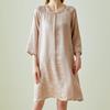 New Chinese Silk Nightdress, Seven-quarter-sleeved Round Neck Home Dress, Loose 100 Mulberry Silk Jacquard Pajama Dress Summer