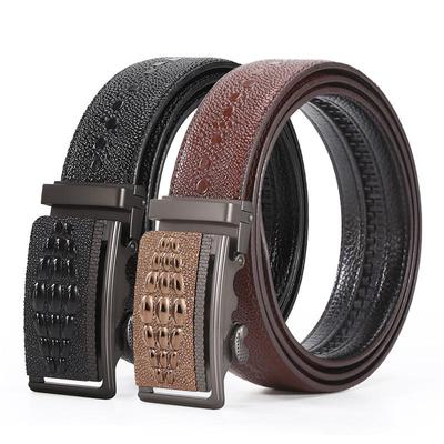 Men's Leather Belt with Light Luxury Alloy Automatic Buckle - Versatile and Stylish for Young Men