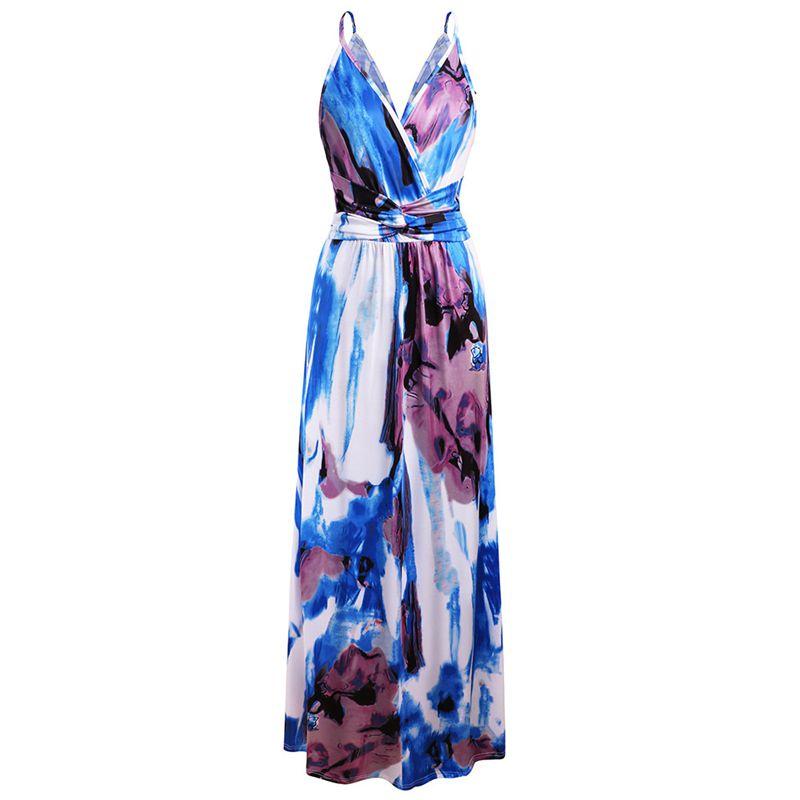 Elegant Women's Boho Long Maxi Dress With Floral Prints For Summer Parties And Beach Events