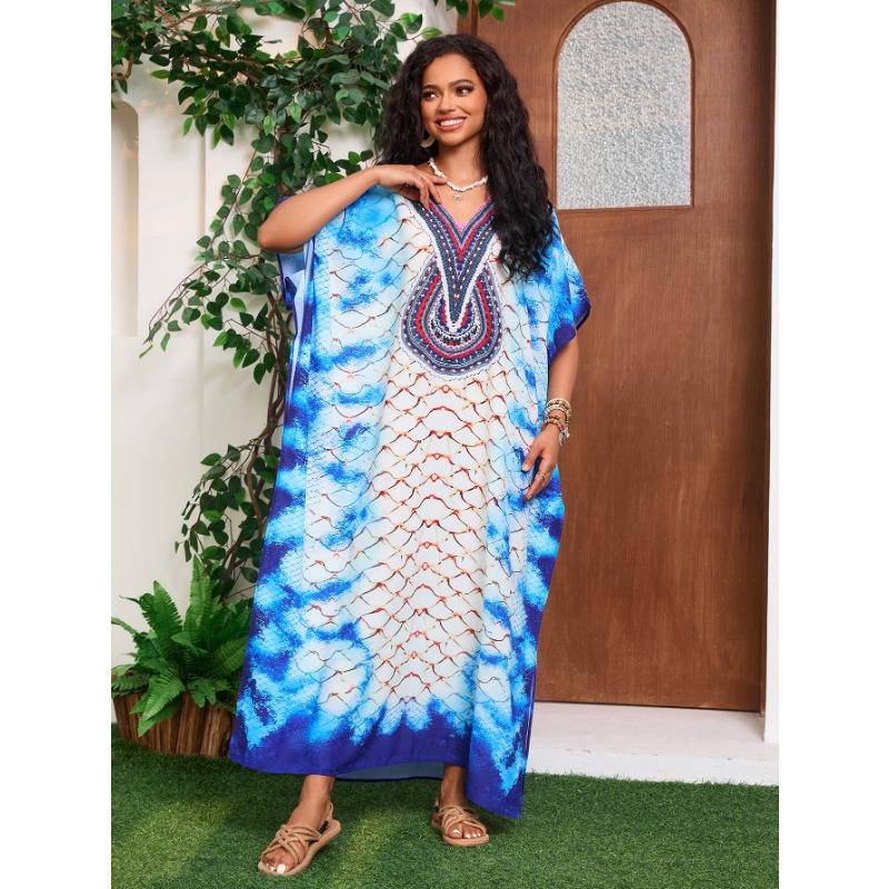 Plus Size Women's New Printed Holiday Beach Cover Up