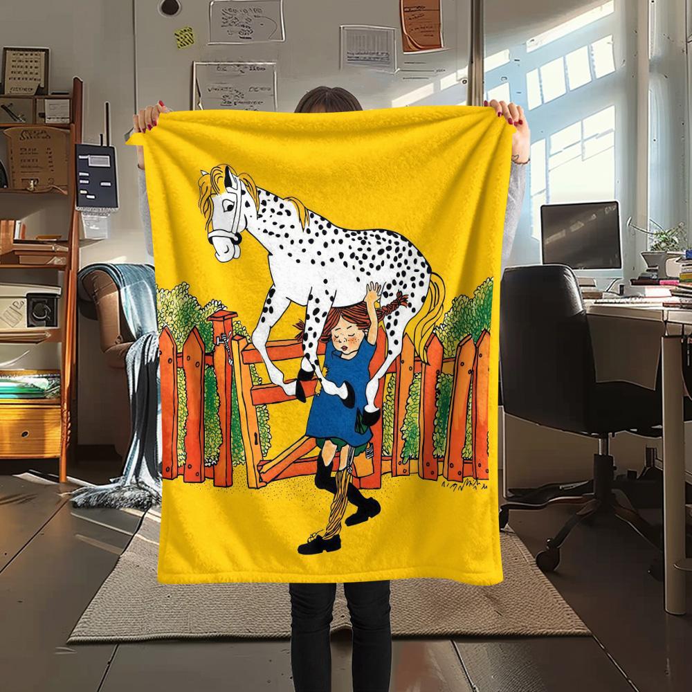 Manta de Franela de Pippi Calzaslargas, Alta calidad Cómoda para Todas las Estaciones, Decoración del Hogar, Calidez y Comodidad