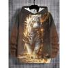 3D digital printed gilded flame, auspicious white tiger domineering element hooded sweatshirt