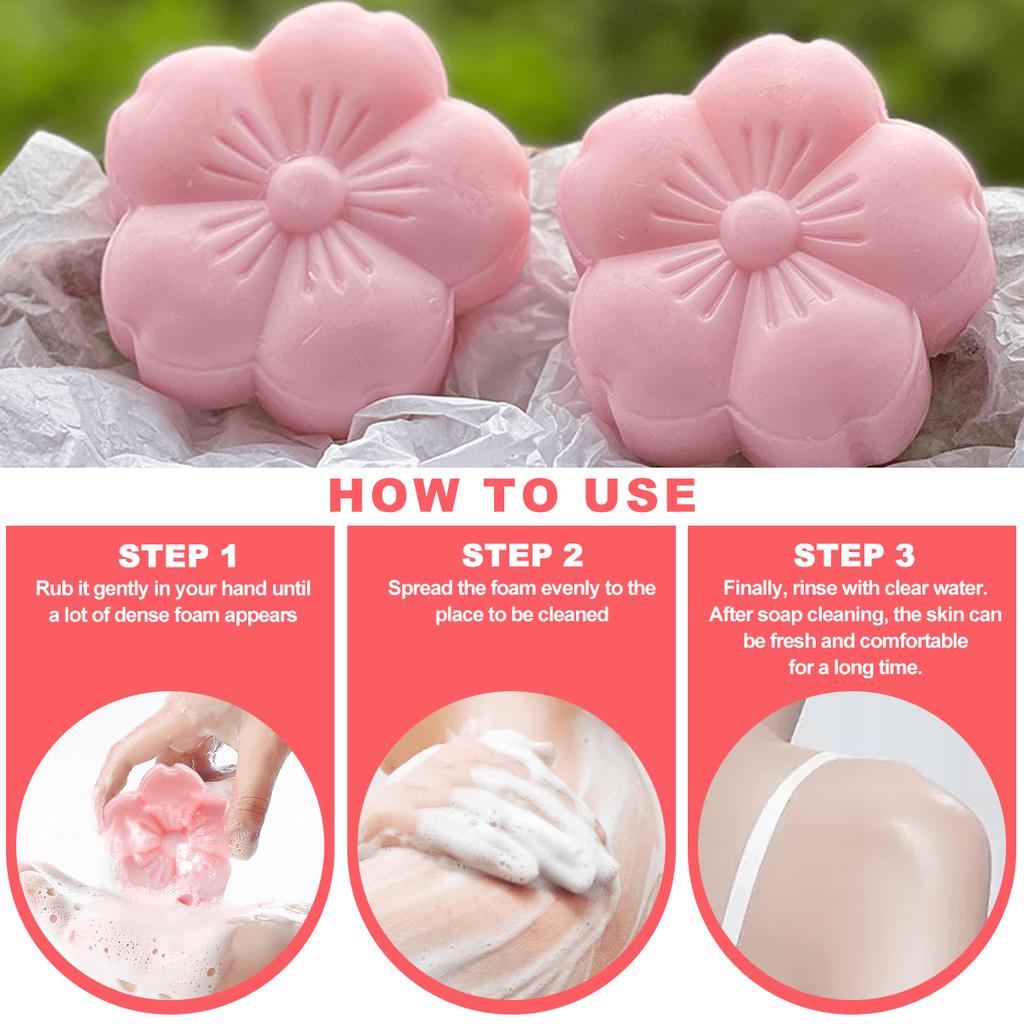 Handmade Sakura Perfume Soap with Cherry Blossom Extracts for Gentle Skin Care Long Lasting Fragrance Facial Body Hand Cleanser