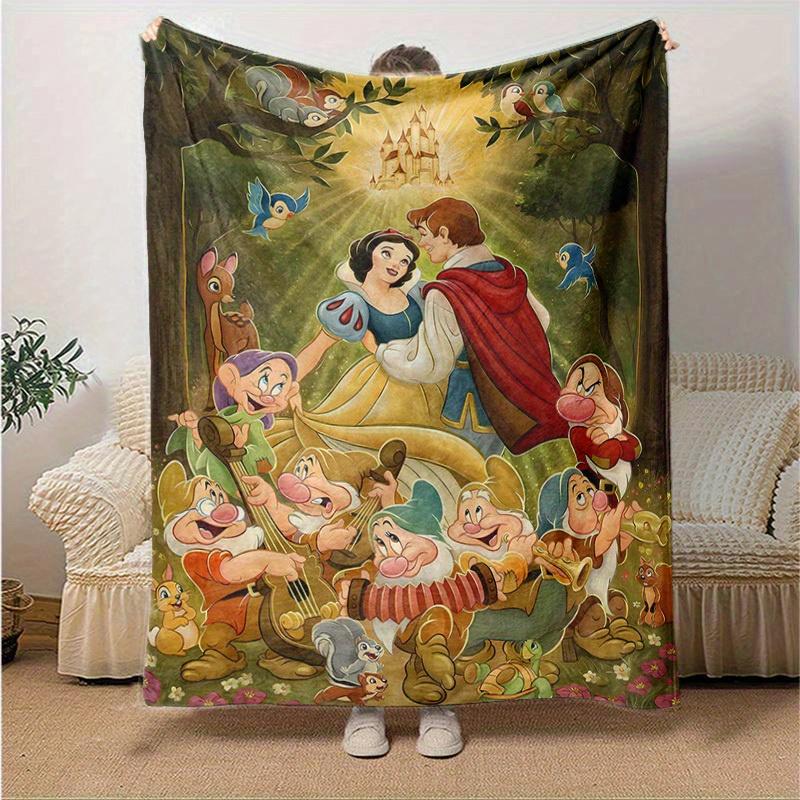 1pc, Enchanting Snow White and the Seven Dwarfs Home Decor Blanket: A Cozy Flannel Throw for Your Couch, Perfect Gift for Bedroom, Living Room