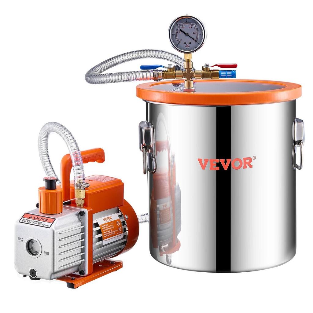 5 Gallon Vacuum Chamber 3.5CFM Single Stage Pump Degassing Chamber Kit