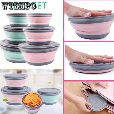 3Pcs Folding Camping Bowl Set Portable Silicone Kitchen Containers for Travel Outdoor Camping