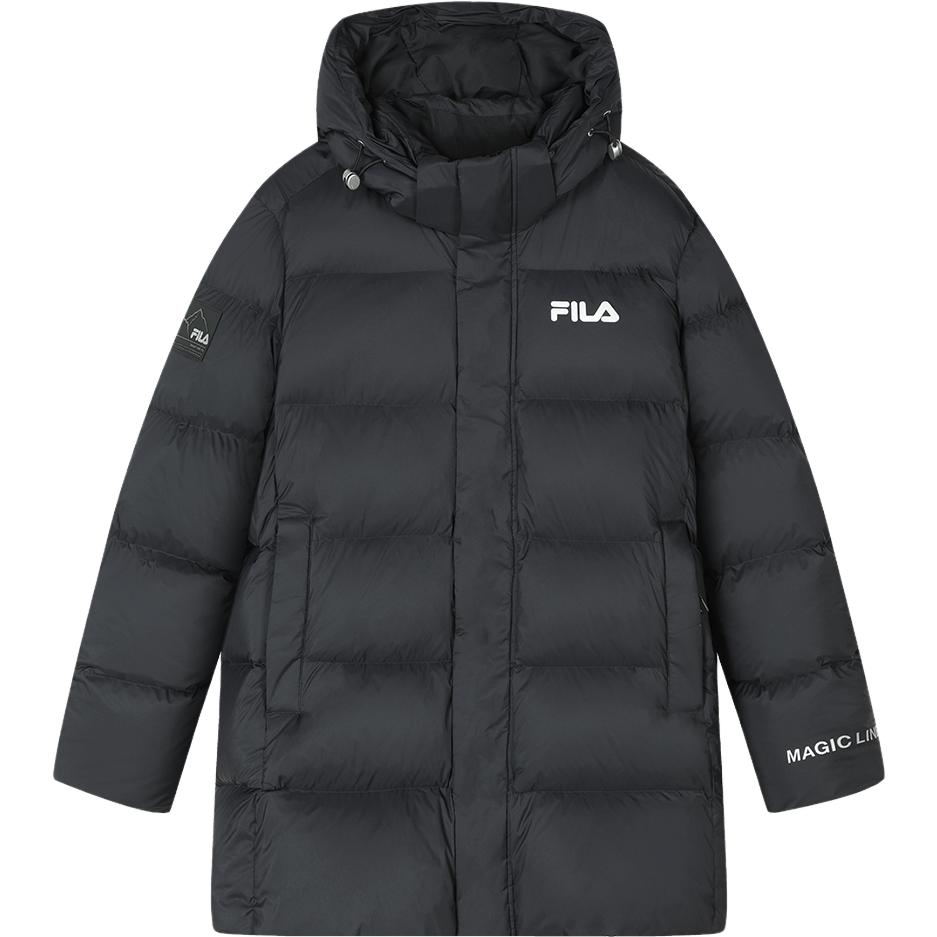 

FILA Official 2023 Winter New Long Down Jacket Casual Fashion Warm Hooded Coat Men Outerwear Black F11M349911F-BK S