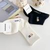 5 Pairs of Female Spring and Summer Cute Cartoon Letter Bear Tube Cotton Socks