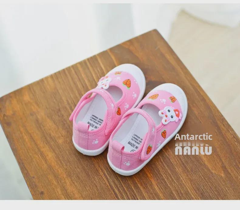 Nanlu Velcro Canvas Cartoon Square Mouth Princess boty pro dívky B813