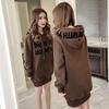 Women's 2026 Winter Fleece-Lined Loose Letter Hoodie