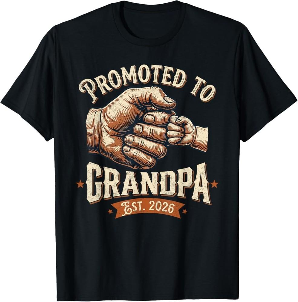 Promoted to Grandpa Est 2026 Fist Bump Baby Announcement Unisex T‑Shirt
