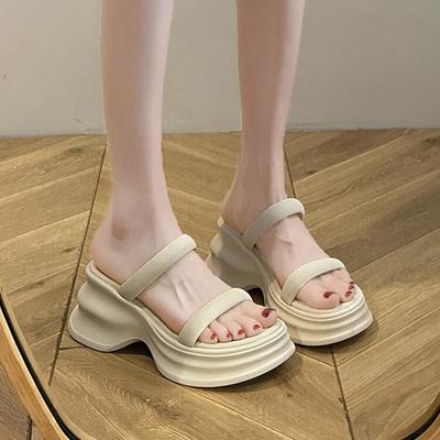 Thick-soled Heightening Cool Slippers Women's 2025 Summer New Outer Wear Fashionable and Versatile Casual Small Man with Sandals