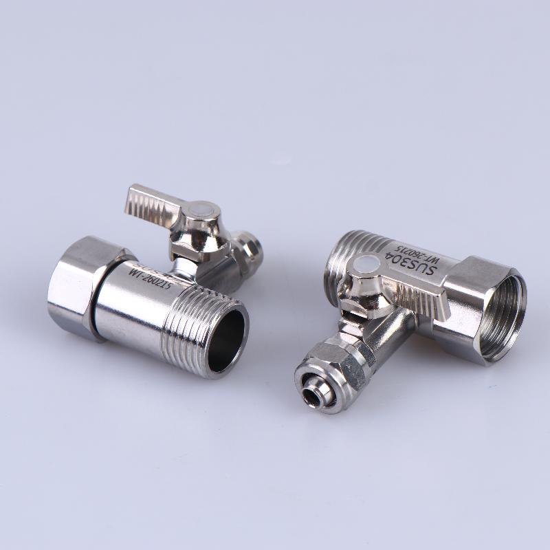 Sliver RO Feed Water Adapter 1/2 to 1/4 3/8 Shut Off Ball Valve Corrosion Resistant for Kitchen Under Sink Water Filter