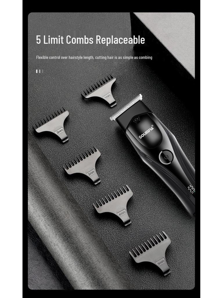 Electric Hair Clipper with Large Capacity Lithium Battery for Precise Haircuts and Engraving