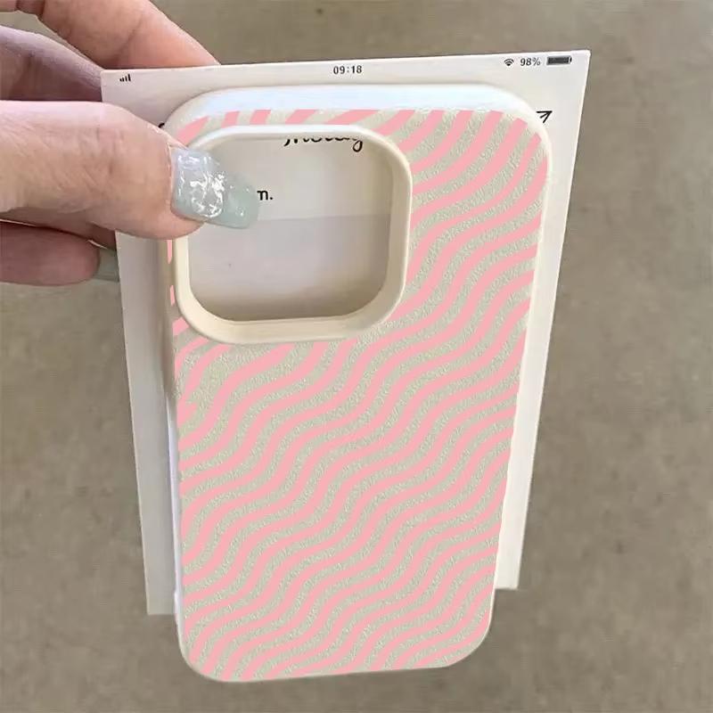 Pink Wavy Pattern Phone Case For iPhone 17 Pro Max 16 15 14 13 12 11 Pro 14 15 Plus 17 Air Shockproof Silicone Soft Cover
