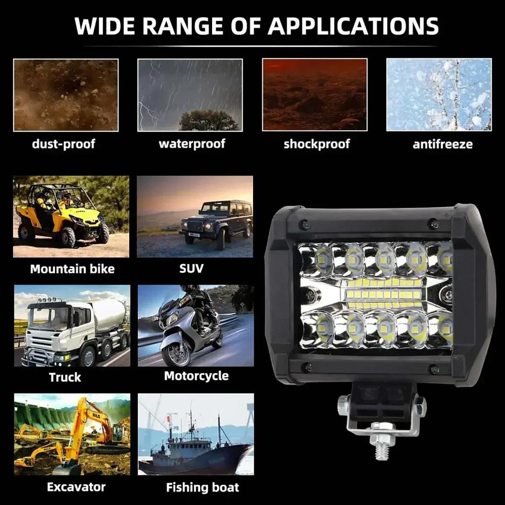 1PC 60W Offroad LED Work Light 12V Spot Flood Combo Pods For SUV ATV Truck Boats Car LED Headlights Fog Lamps Accessories